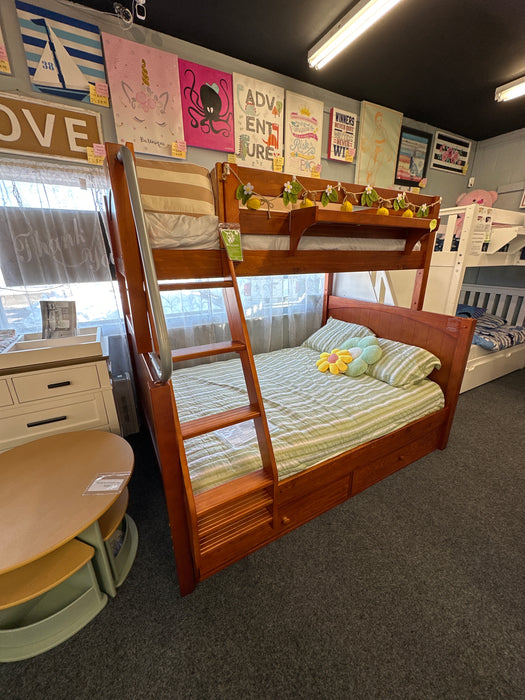 Floor Model Clearance Chestnut Maxtrix High Twin over Full Bunk Bed w/ Under Bed Storage(800 Lbs. Rating)