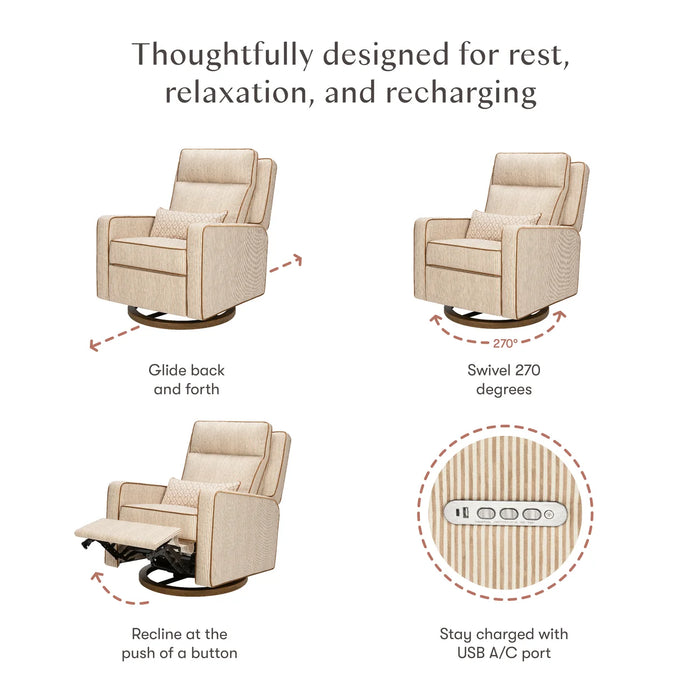 Babyletto Sigi Pro Power Recliner and Swivel Glider with Power Adjustable Headrest and Lumbar Support by Nate Berkus