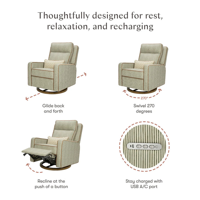 Babyletto Sigi Pro Power Recliner and Swivel Glider with Power Adjustable Headrest and Lumbar Support by Nate Berkus