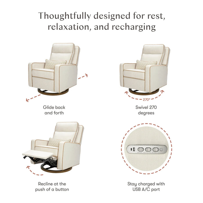 Babyletto Sigi Pro Power Recliner and Swivel Glider with Power Adjustable Headrest and Lumbar Support by Nate Berkus