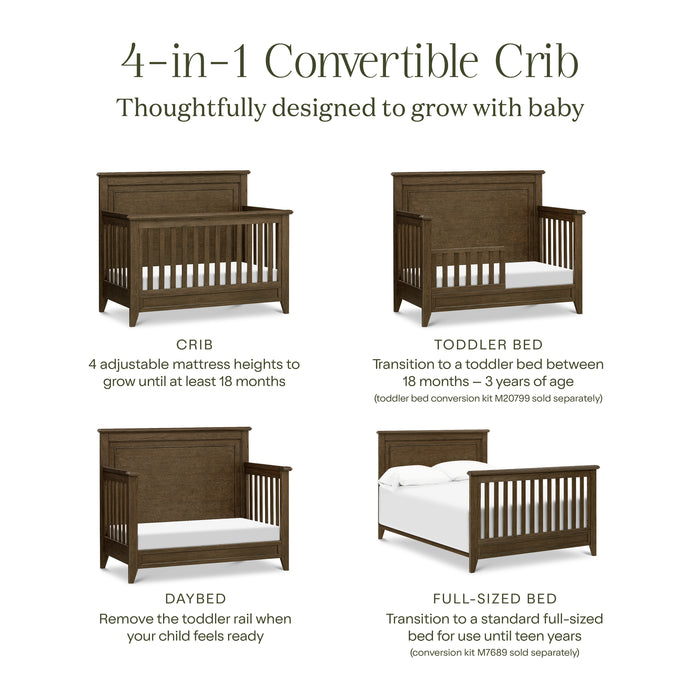 Monogram Barrow Rustic 4-in-1  Convertible Flat Top Crib