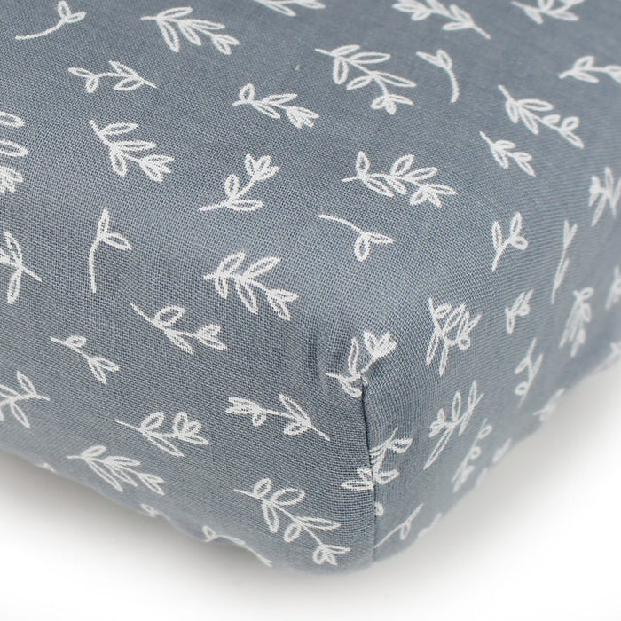 L'ovedbaby Organic Muslin Crib Sheet in Twilight Leaves