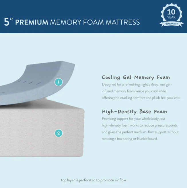 Maxtrix 5" Premium Memory Foam Mattress
