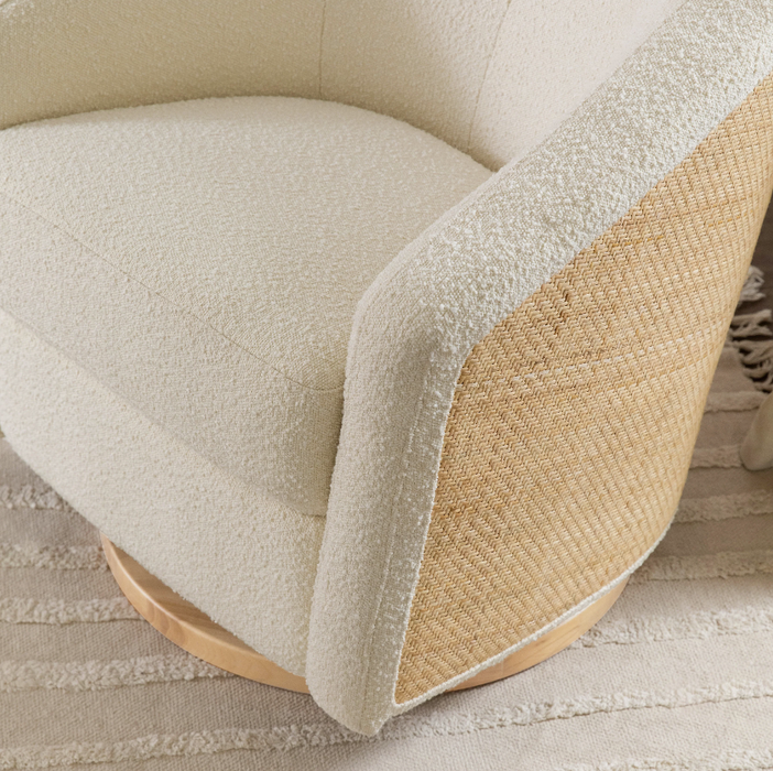 Babyletto Madison Swivel Glider in Boucle and Cane Molly Monkey