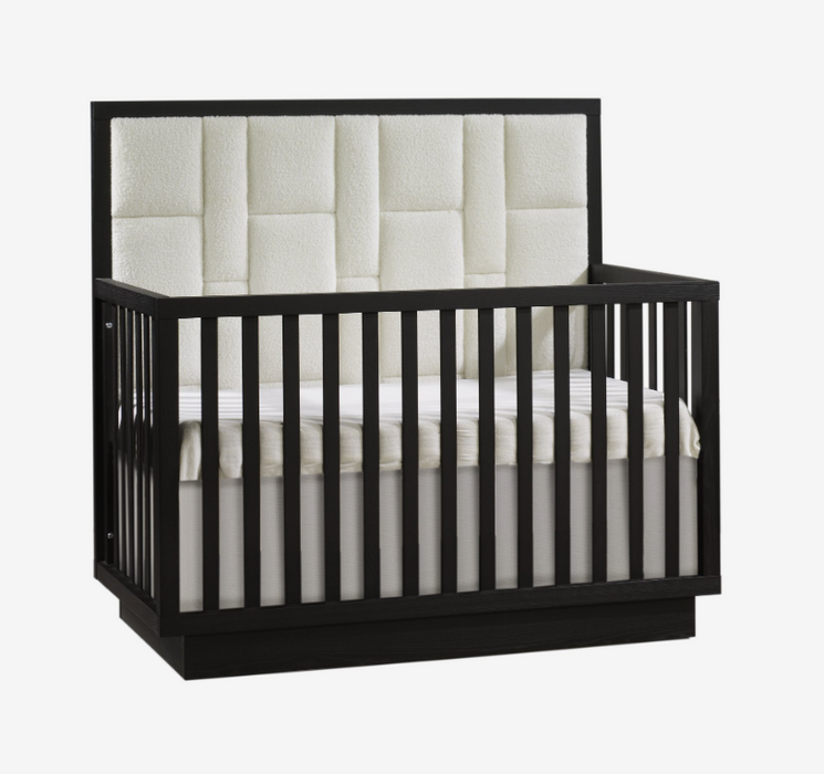 Natart Como 5-in-1 Convertible Crib with Geometric Upholstered Headboard panel