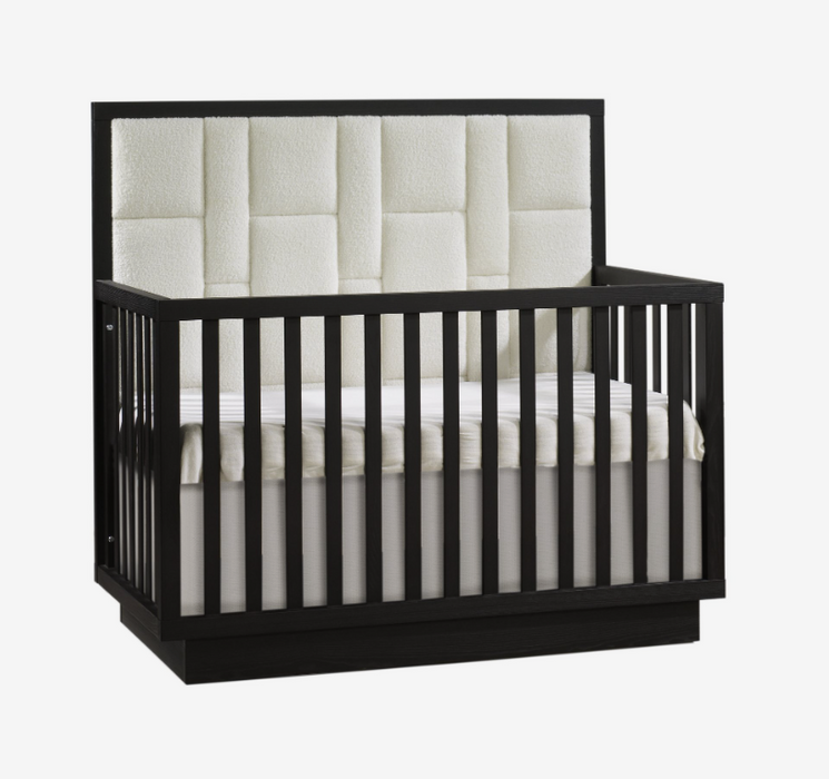 Natart Como 5 in 1 Convertible Crib with Geometric Upholstered Headboa Molly Monkey