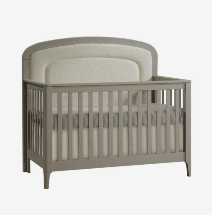 Natart Palo 5 in 1 Convertible Crib with Boucle Beige Upholstered he Molly Monkey