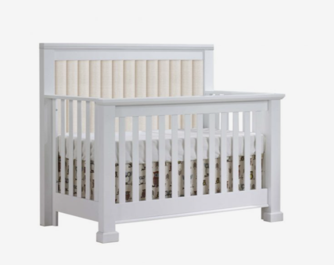 Natart Taylor “5-in-1” Convertible Crib with Channel Tufted Upholstered Headboard Panel