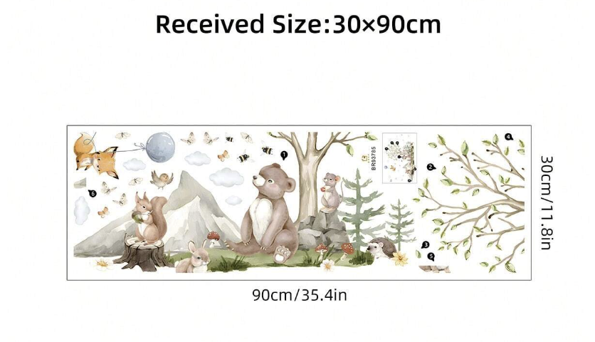 Bear Fox Squirrel Tree Animal Wall Stickers