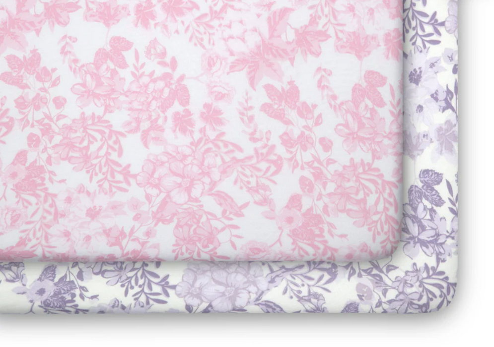 Pastel Floral Fitted Crib Sheets - 2 Pack