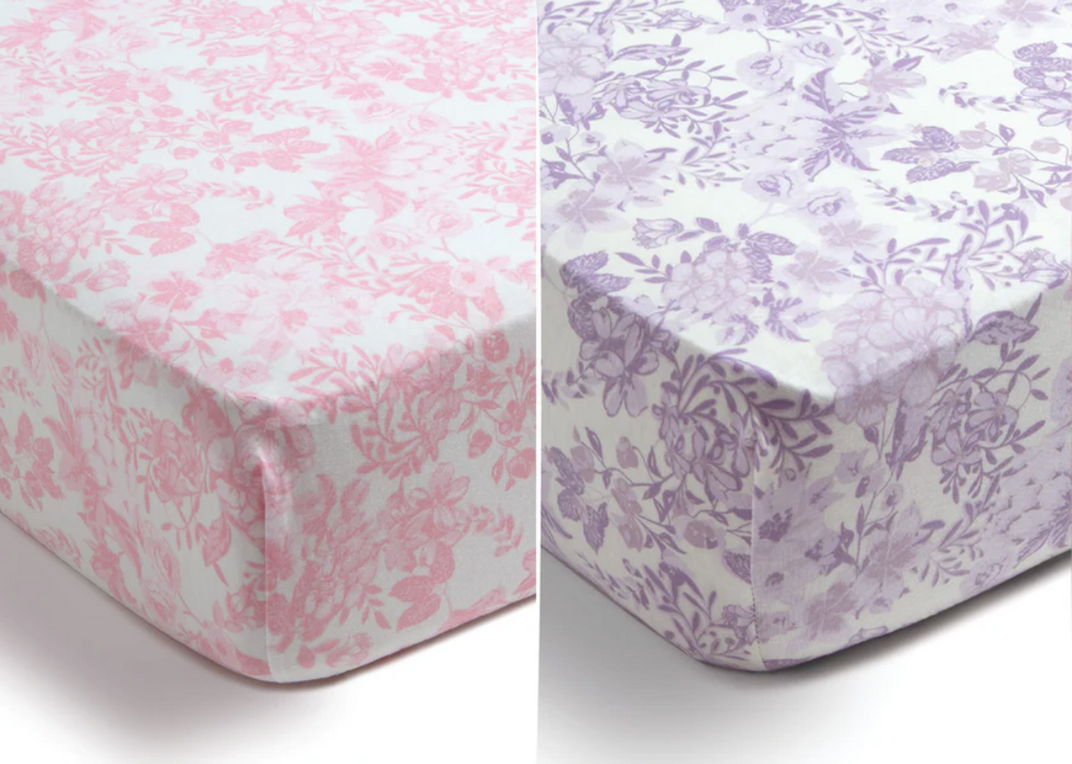Pastel Floral Fitted Crib Sheets - 2 Pack