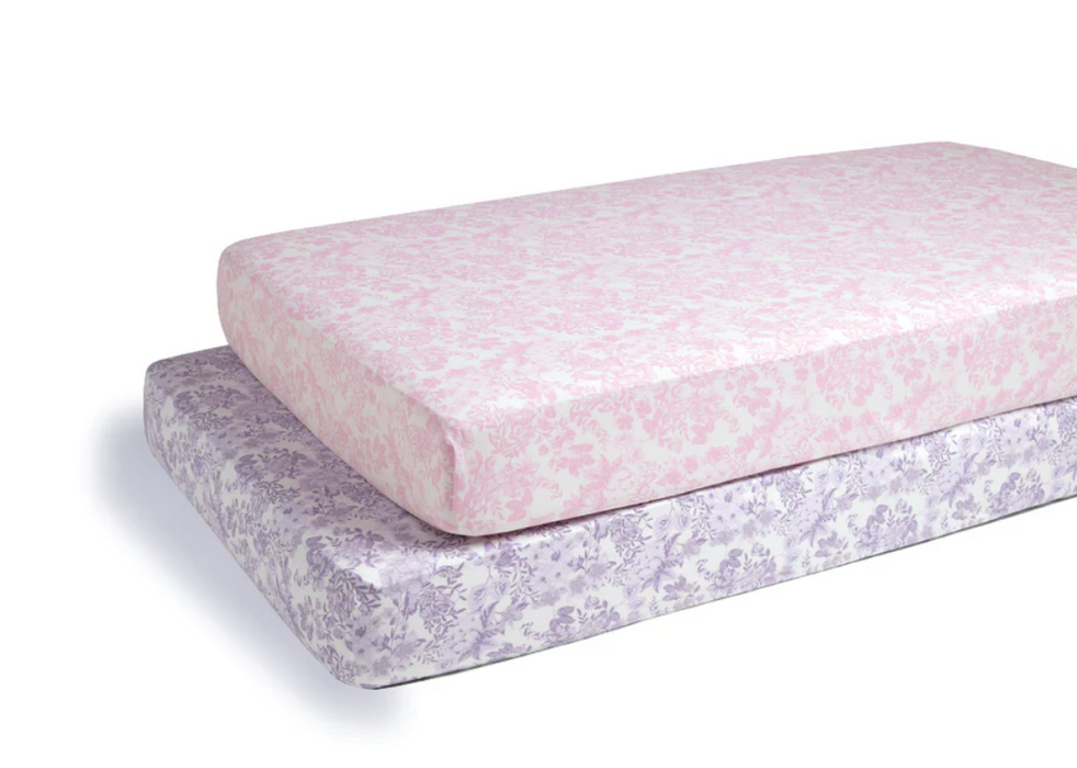 Pastel Floral Fitted Crib Sheets - 2 Pack