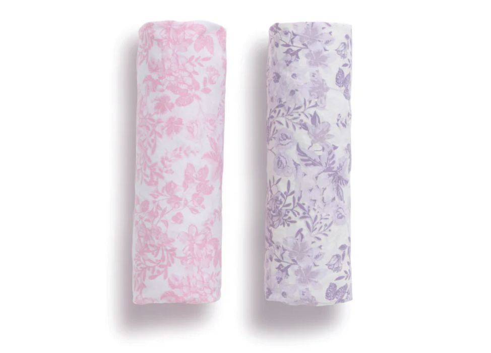 Pastel Floral Fitted Crib Sheets - 2 Pack