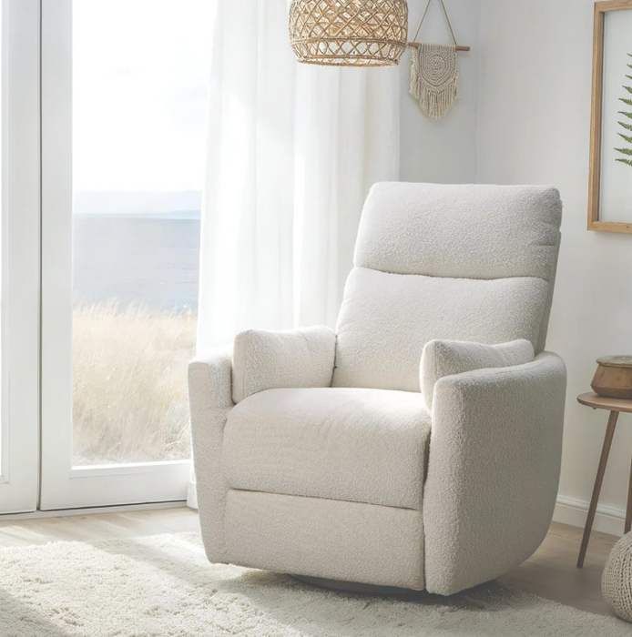 Clearance! Second Story Home Lotus Swivel Recliner In Cream Boucle
