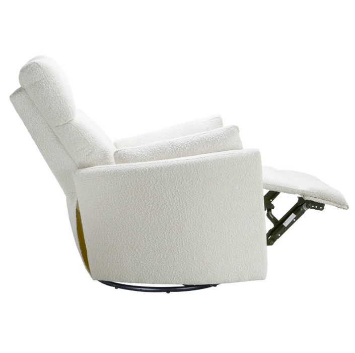 Clearance! Second Story Home Lotus Swivel Recliner In Cream Boucle