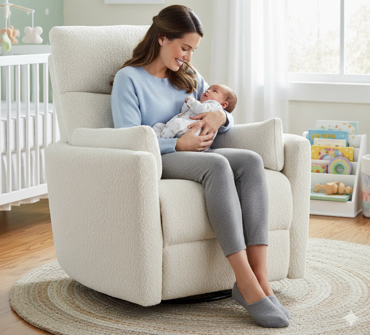 Clearance! Second Story Home Lotus Swivel Recliner In Cream Boucle