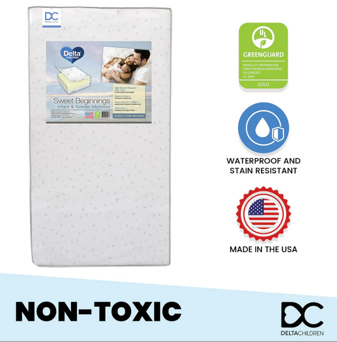 Delta Children Sweet Beginnings Two-Stage Crib and Toddler Mattress