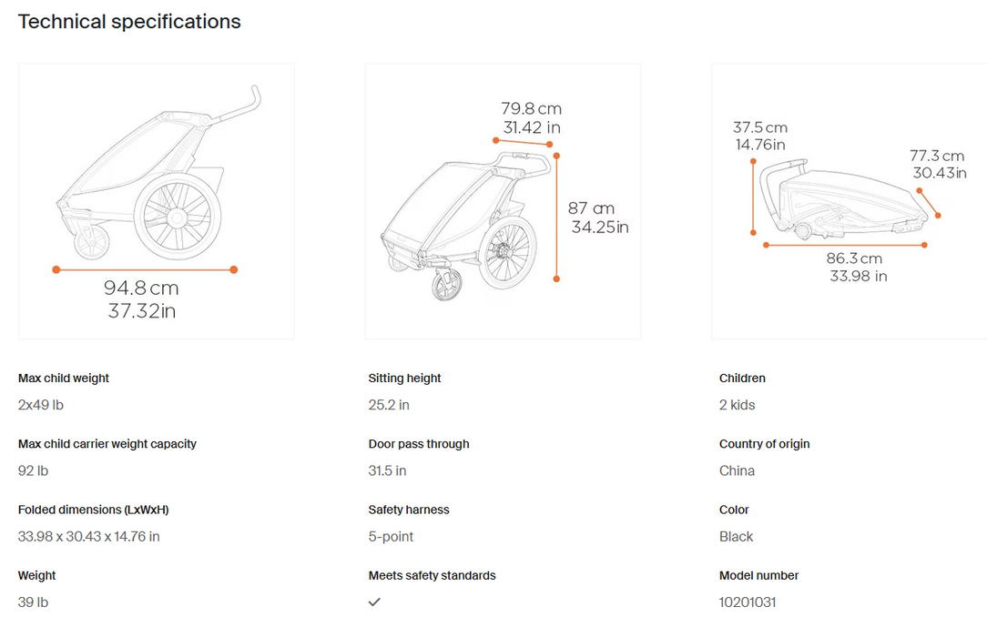 Thule Chariot Sport 2 double 1 or 2-seat multisport bike trailer