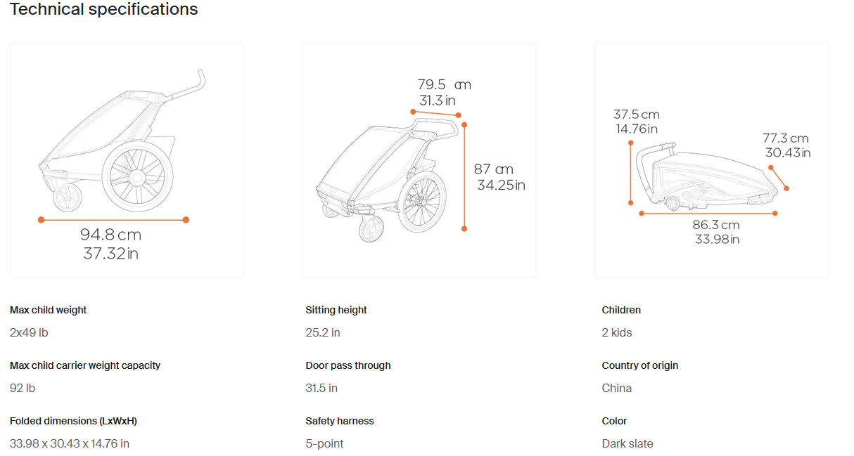 Thule Chariot Cross 2 double 1 or 2-seat multisport bike trailer