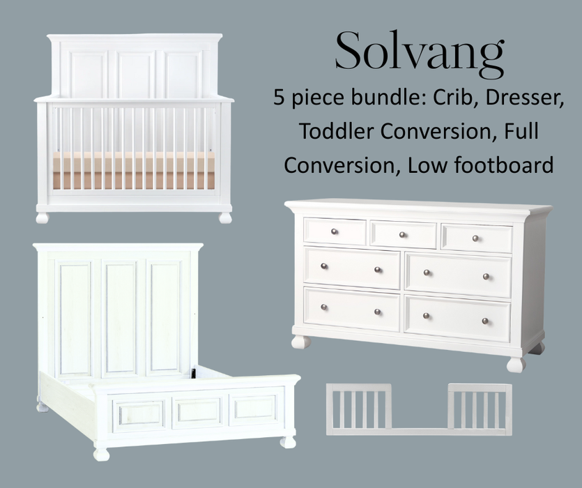 Clearance! Appleseed Solvang 5 Piece Nursery Set in Pure White