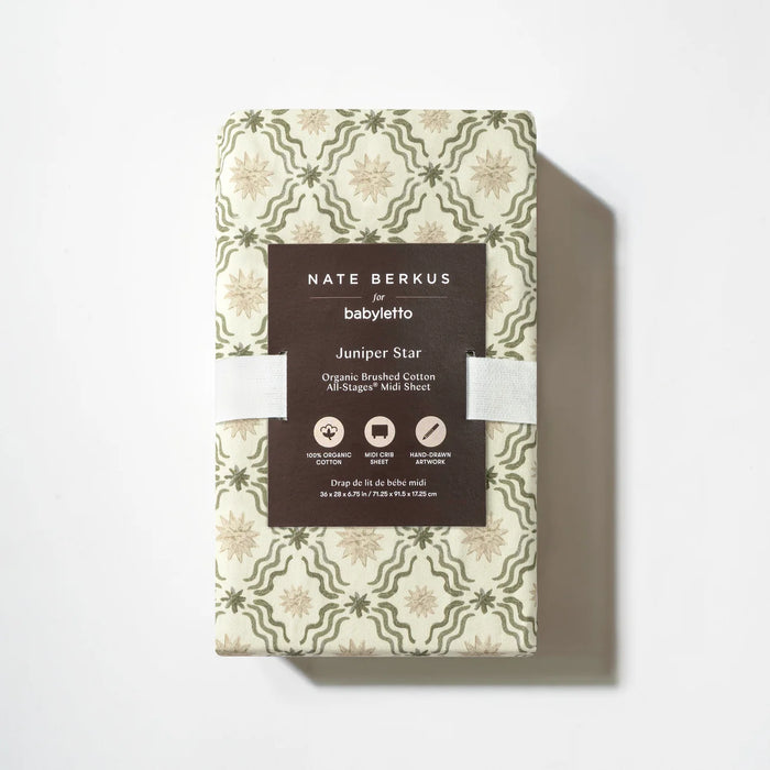 Babyletto All-Stages® Midi Crib Sheet in GOTS Certified Organic Brushed Cotton by Nate Berkus