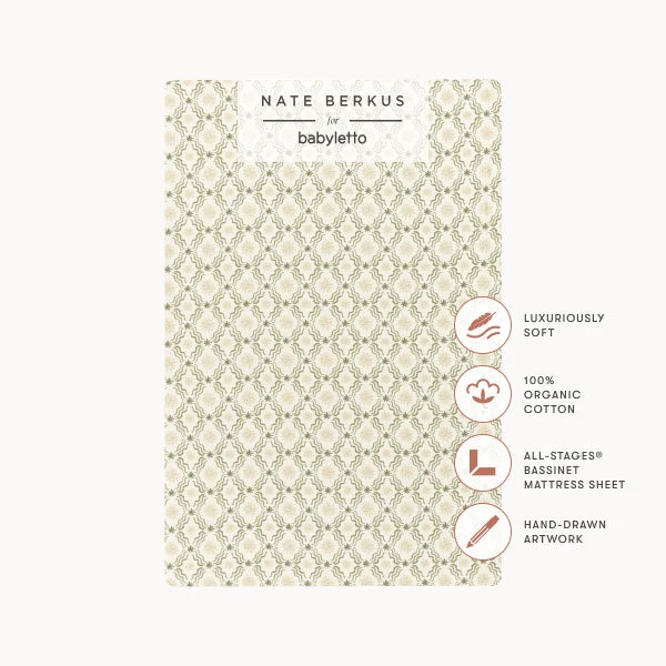 Babyletto All-Stages® Bassinet Sheet in GOTS Certified Organic Brushed Cotton by Nate Berkus