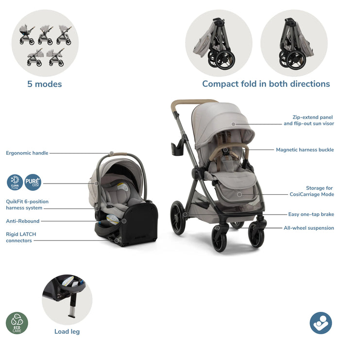 Maxi Cosi Oxford Modular Stroller with Ambra Ultra-Lightweight Infant Car Seat