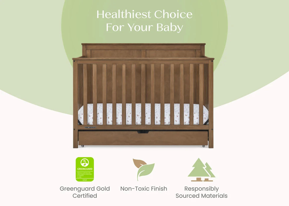 Simmons Kids Logan 6-in-1 Convertible Crib with Underdrawer