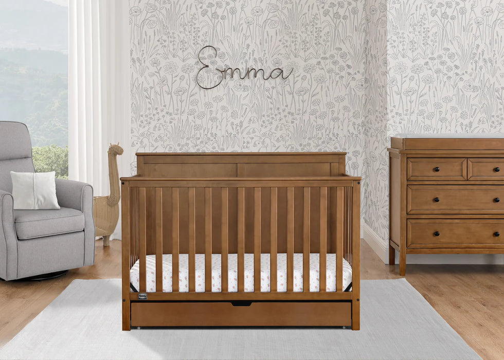 Simmons Kids Logan 6-in-1 Convertible Crib with Underdrawer