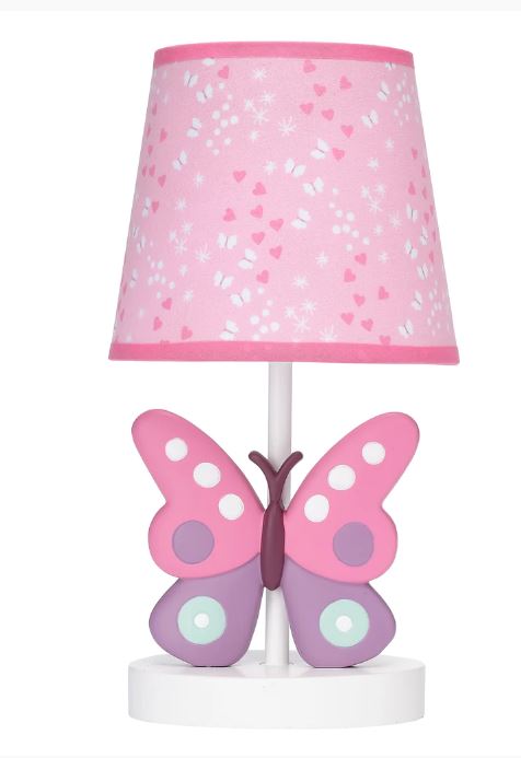 6 Pc Collection Butterfly Kisses Crib Bedding, Lamp, Wall Stickers, Floral Musical Mobile