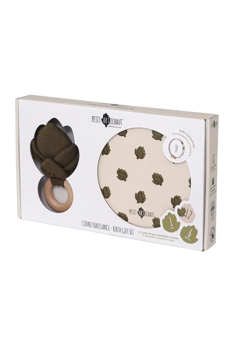 Birth Gift Set - Baby Handprint Kit, Comforter & Milestone Cards | Baby Shower Gift