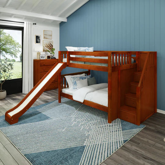 Maxtrix Full Medium Bunk Bed with Stairs + Slide (800 Lbs. Rating)