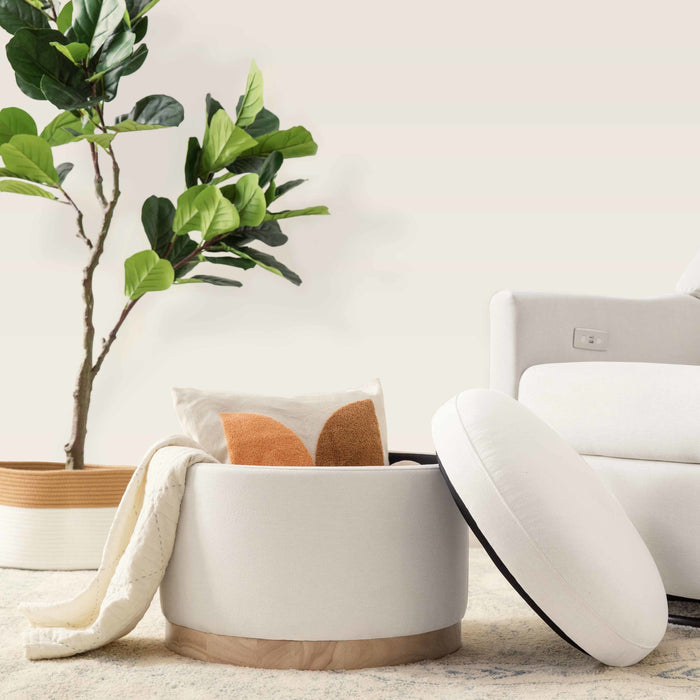 Black Friday Deal! Babyletto Naka Storage Ottoman in Eco-Performance Fabric | Water Repellent & Stain Resistant