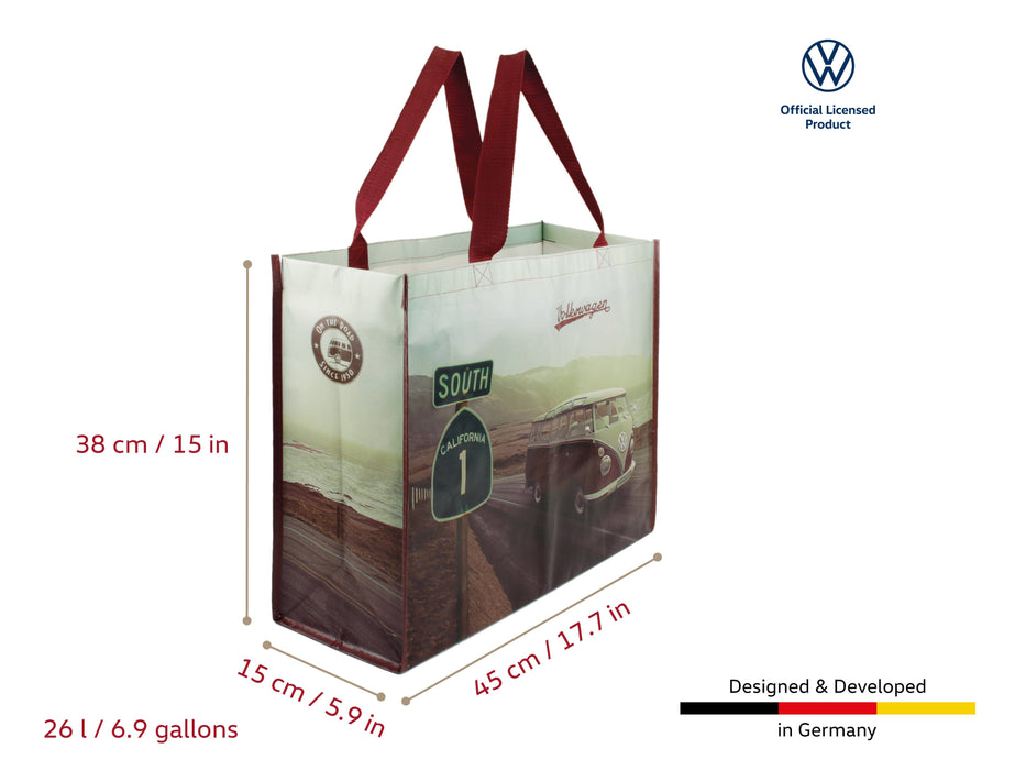 VW Bus Reuseable Large Bulk Foldable Shopper Bag - Highway 1