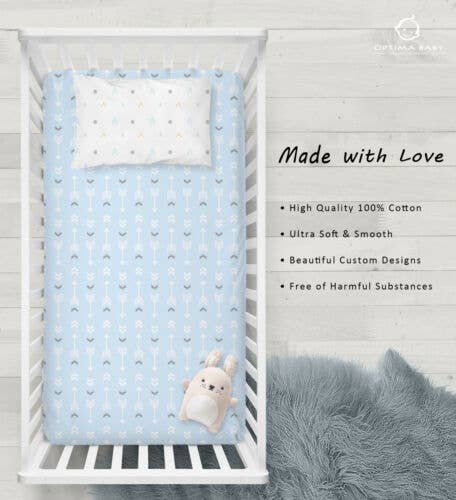 OptimaBaby 2PCS Pack Woodland Blue Arrow Fitted Crib Sheets