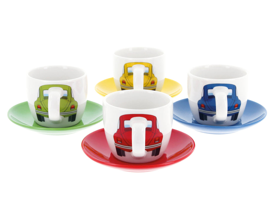 VW Beetle Espresso Cup 4-pc Set 100ml - Front/4 Colors