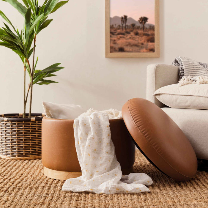 Black Friday Deal! Babyletto Naka Storage Ottoman in Vegan Leather