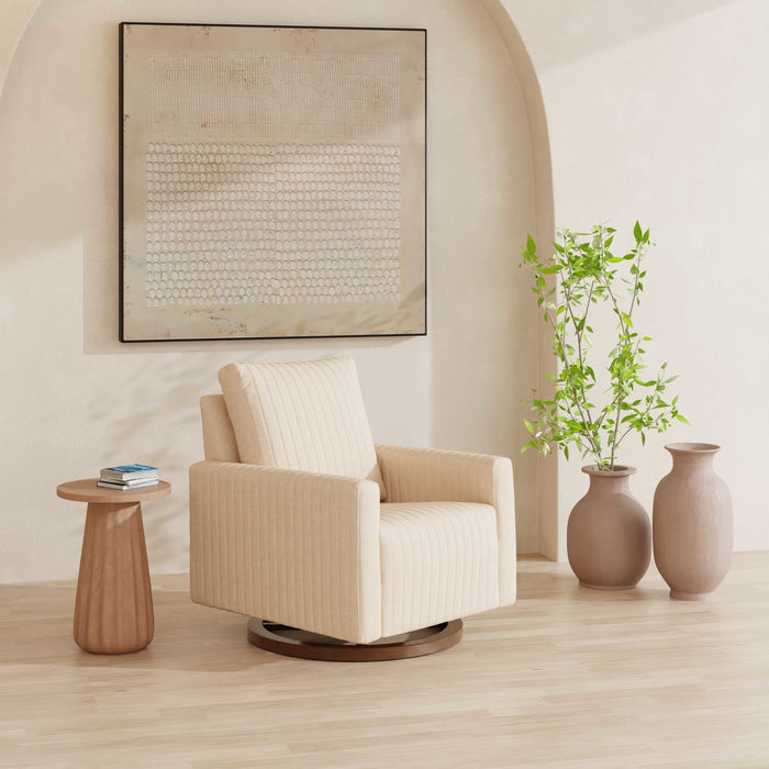 Black Friday Deal! Babyletto Poe Channeled Swivel Glider in Eco-Performance Fabric | Water Repellent & Stain Resistant