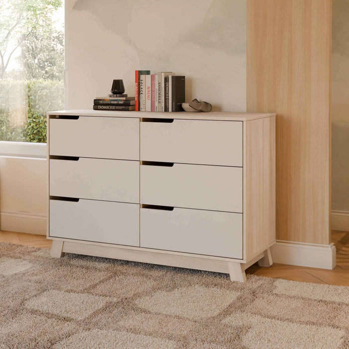 Hudson 6 Drawer Double Dresser Babyletto Washed Natural/White