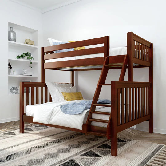 Maxtrix High Twin XL Over Queen Bunk Bed with Ladder (800 Lbs. Rating)