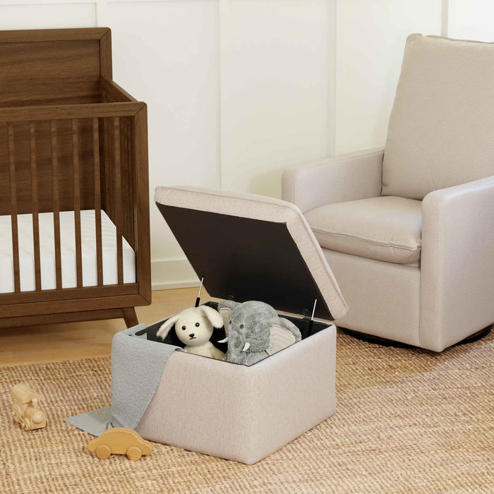 Black Friday Deal! Babyletto Cali Storage Ottoman in Eco-Performance Fabric | Water Repellent & Stain Resistant