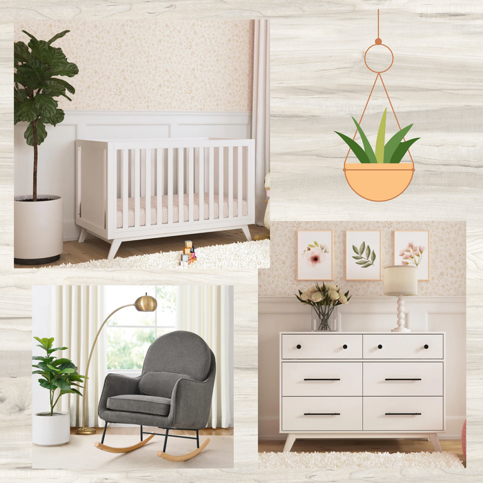 Otis Crib, Dresser, Changing Tray, Pad, and Rocker
