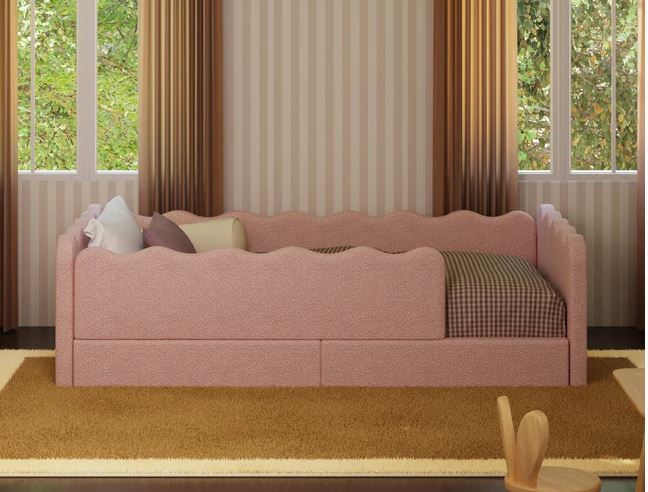 Clearance Babyletto Rizo Montessori-Inspired Twin Bed in Rose Boucle FLOOR MODEL-NO SHIPPING AVAILABLE