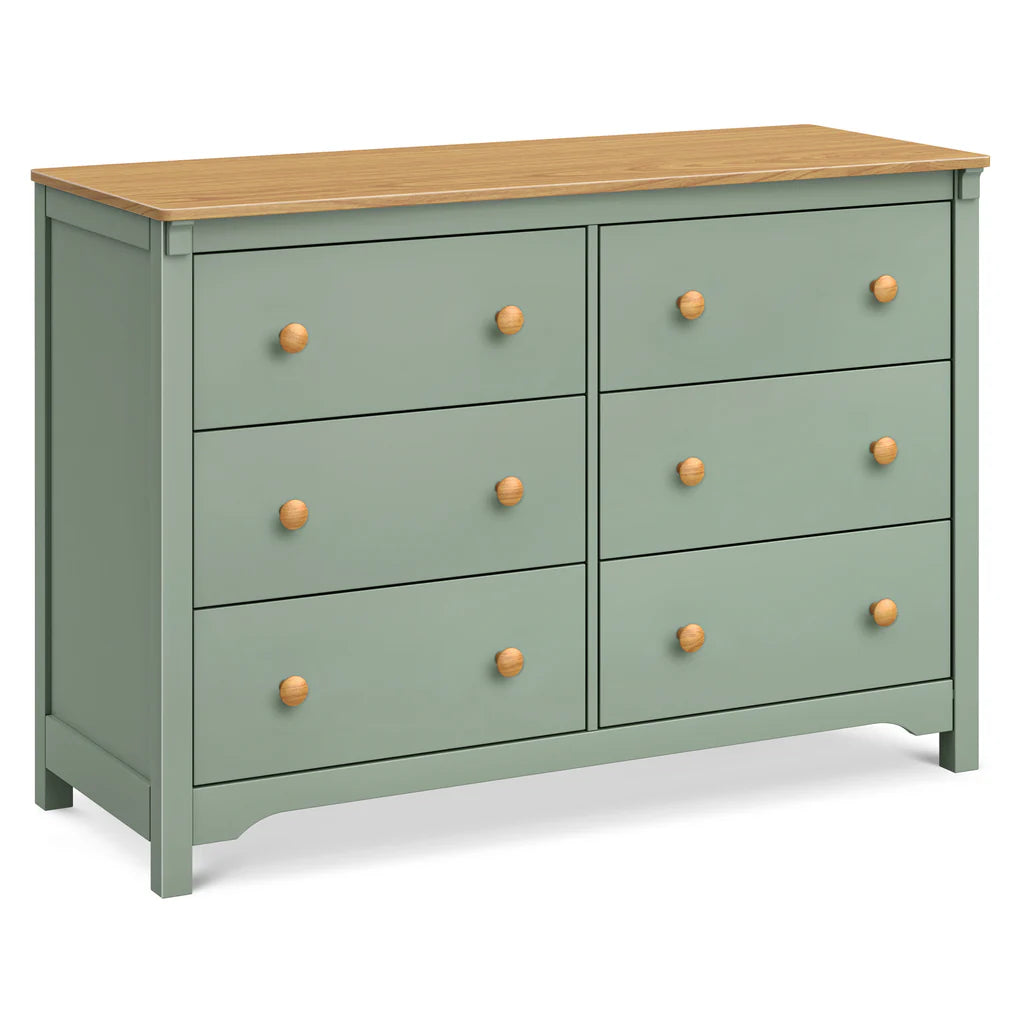 sage green and wood dresser DaVinci Shea 6-Drawer Dresser Warm White/Honey