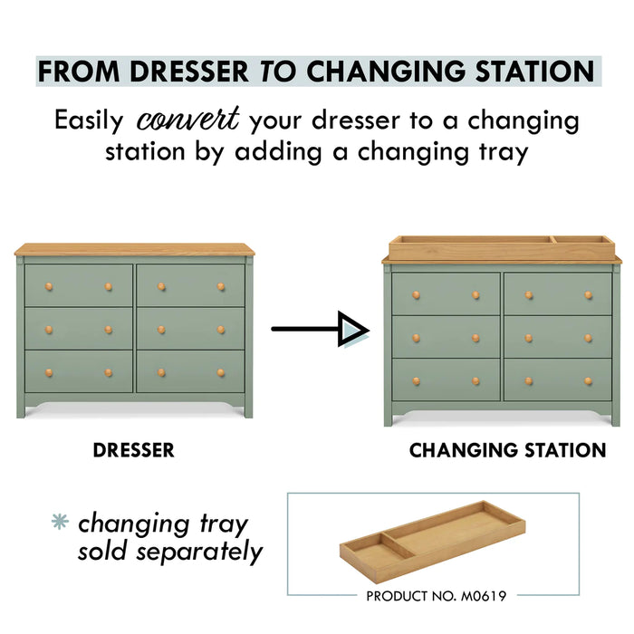 shea dresser DaVinci Shea 6-Drawer Dresser in Warm White and Honey