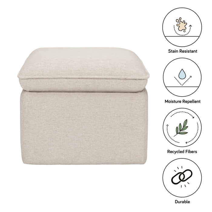 Black Friday Deal! Babyletto Cali Storage Ottoman in Eco-Performance Fabric | Water Repellent & Stain Resistant