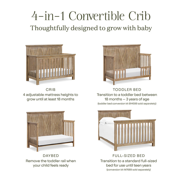 Black Friday Deal! Monogram Emory Farmhouse 4-in-1 Convertible Crib