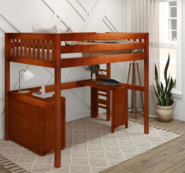 Maxtrix Full High Loft Bed with Desk + Storage (800 Lbs. Rating)