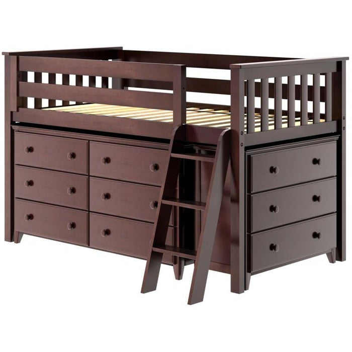 Jackpot Deluxe Twin Storage Loft Bed with Two Dressers