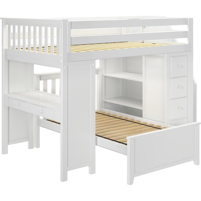 Jackpot Deluxe Full over Twin L-Shape Bunk with Staircase + Desk + Storage